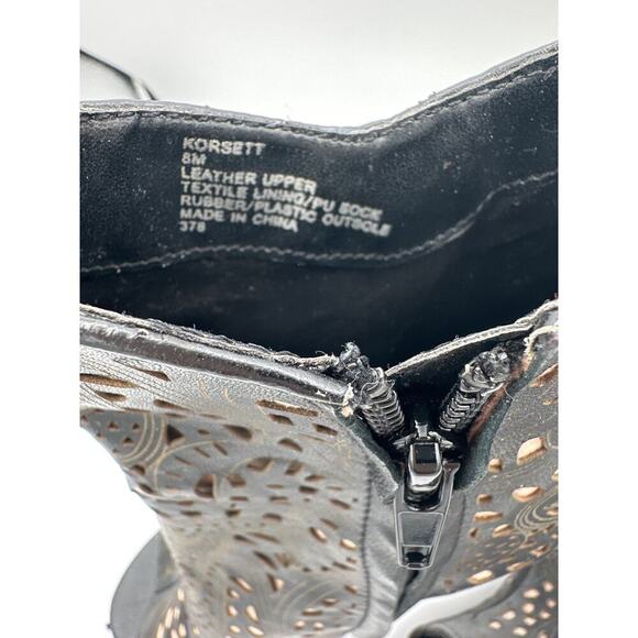 Steve Madden Korsett Black Leather Booties Size 8 - Picture 6 of 6